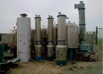 出售二手雙效 三效降膜蒸發(fā)器 發(fā)酵罐等化工設備